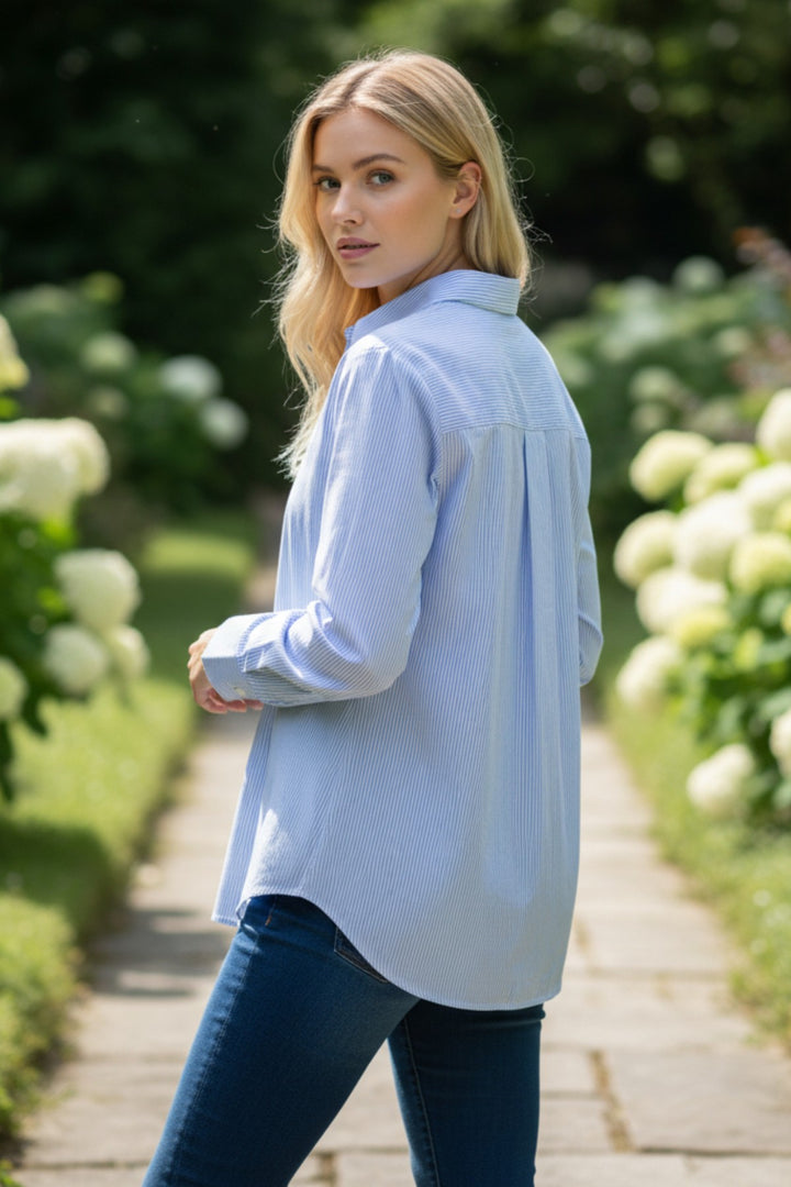 Pale Blue Stripe Cotton Shirt