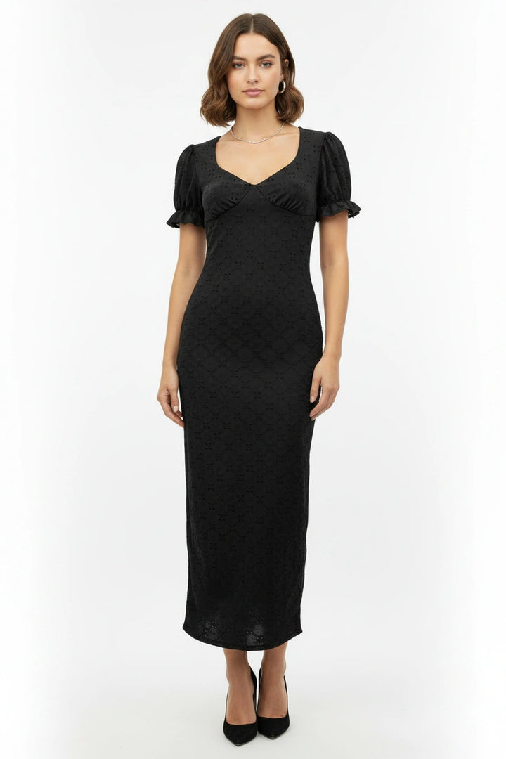 Black Broderie Maxi Dress