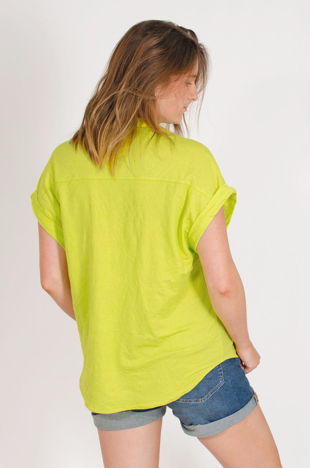 Short Roll Sleeve Pocket Top