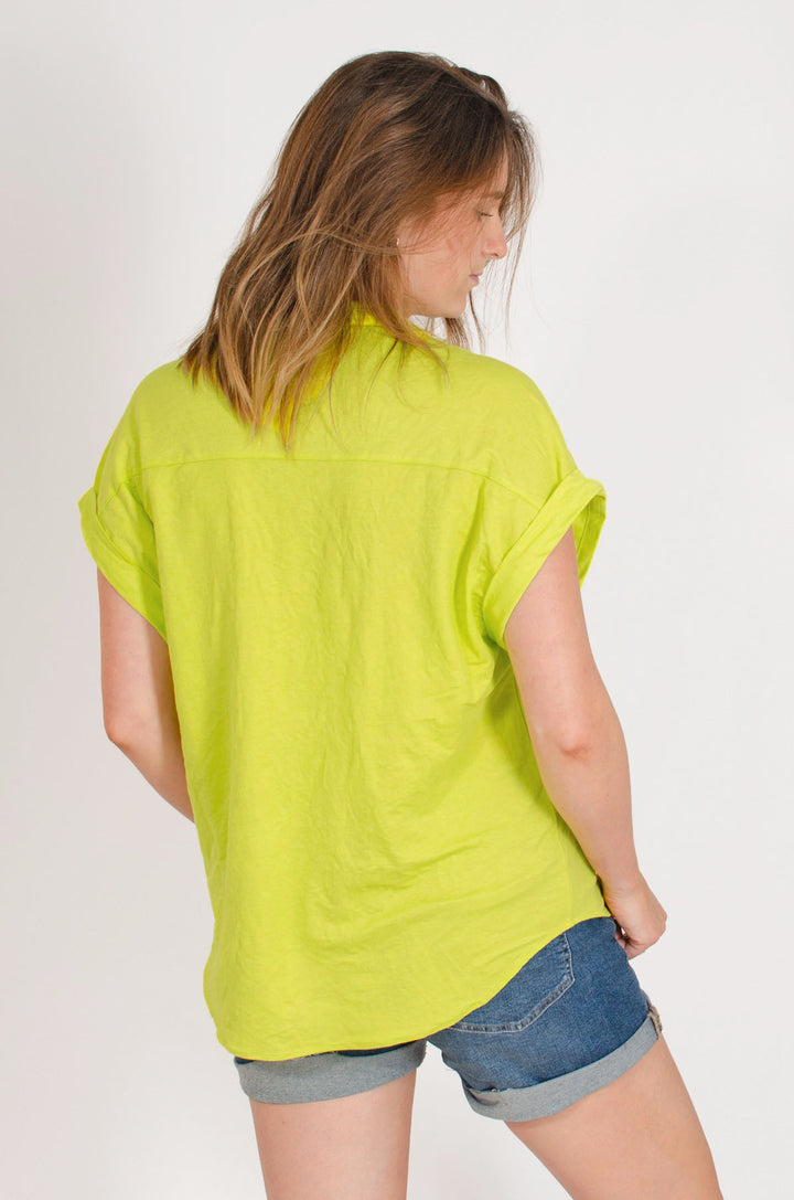 Short Roll Sleeve Pocket Top