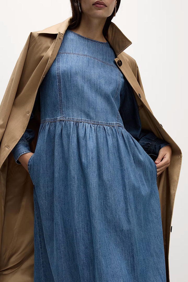 Denim Midi Waisted Dress