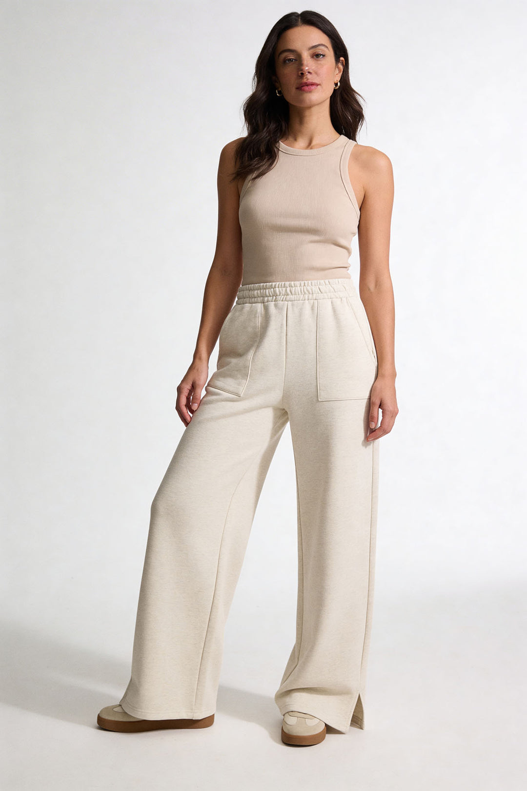 Relaxed Cotton Wide Leg Joggers