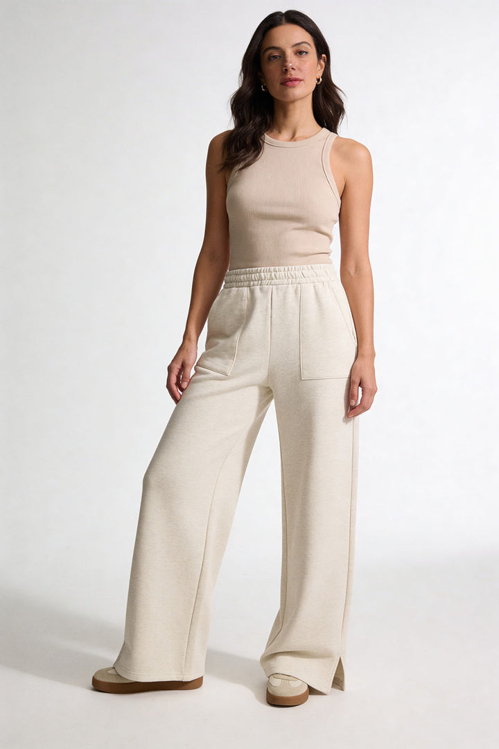 Relaxed Cotton Wide Leg Joggers
