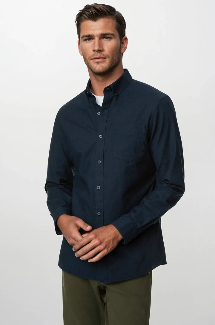 Navy Pure Cotton Oxford Shirt