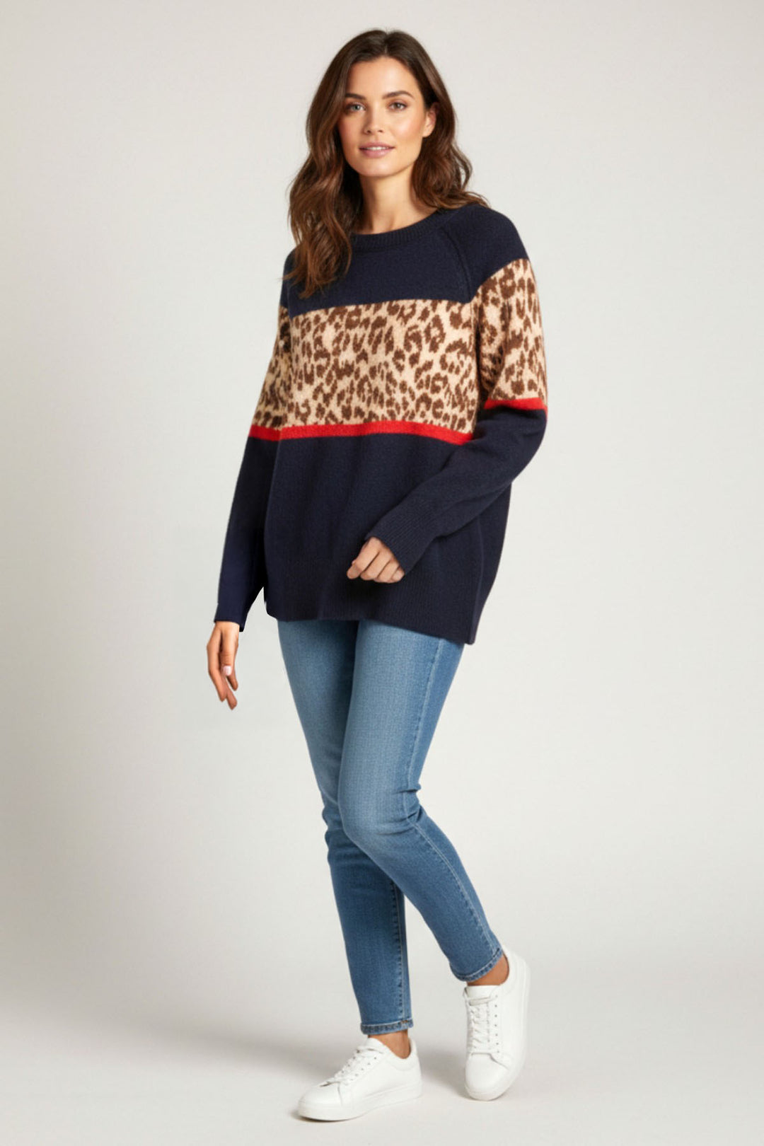 Block Panel Jumper Leopard Print