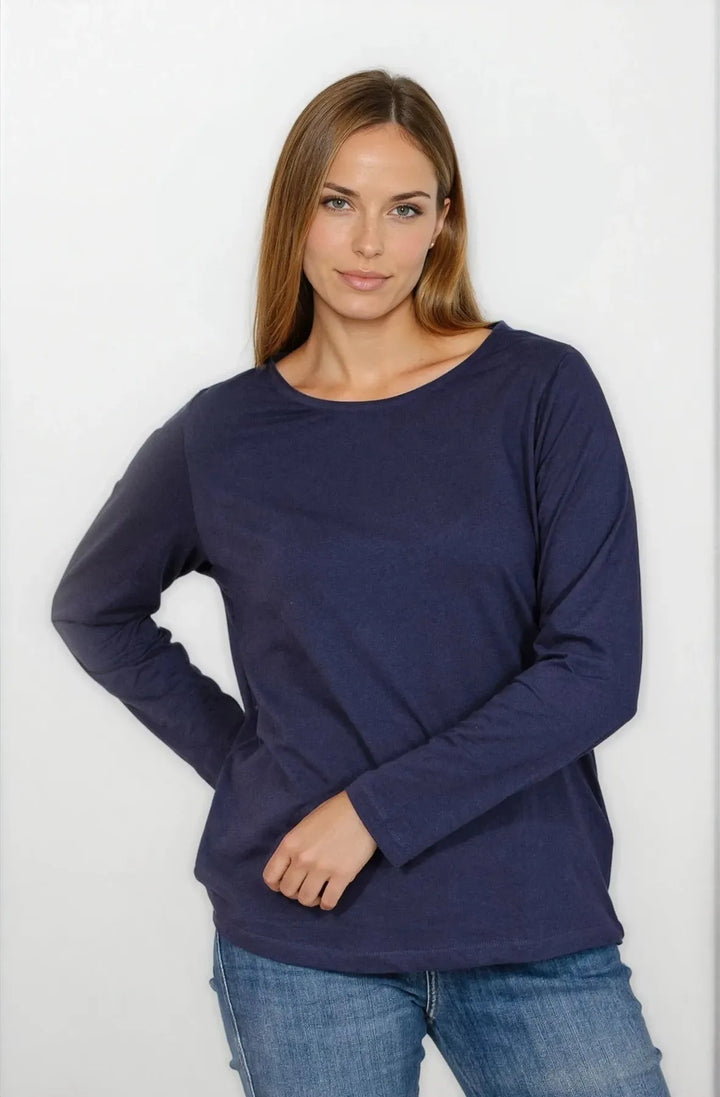 Long Sleeve Boat Neck Top