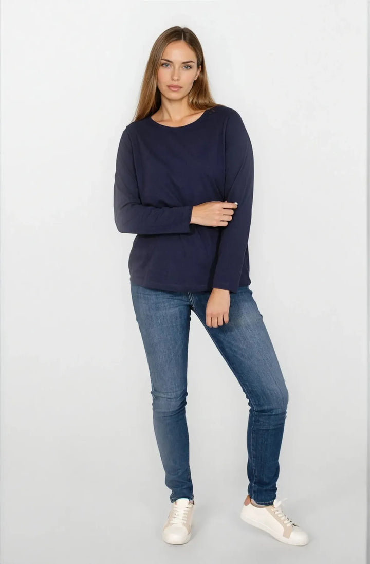 Long Sleeve Boat Neck Top