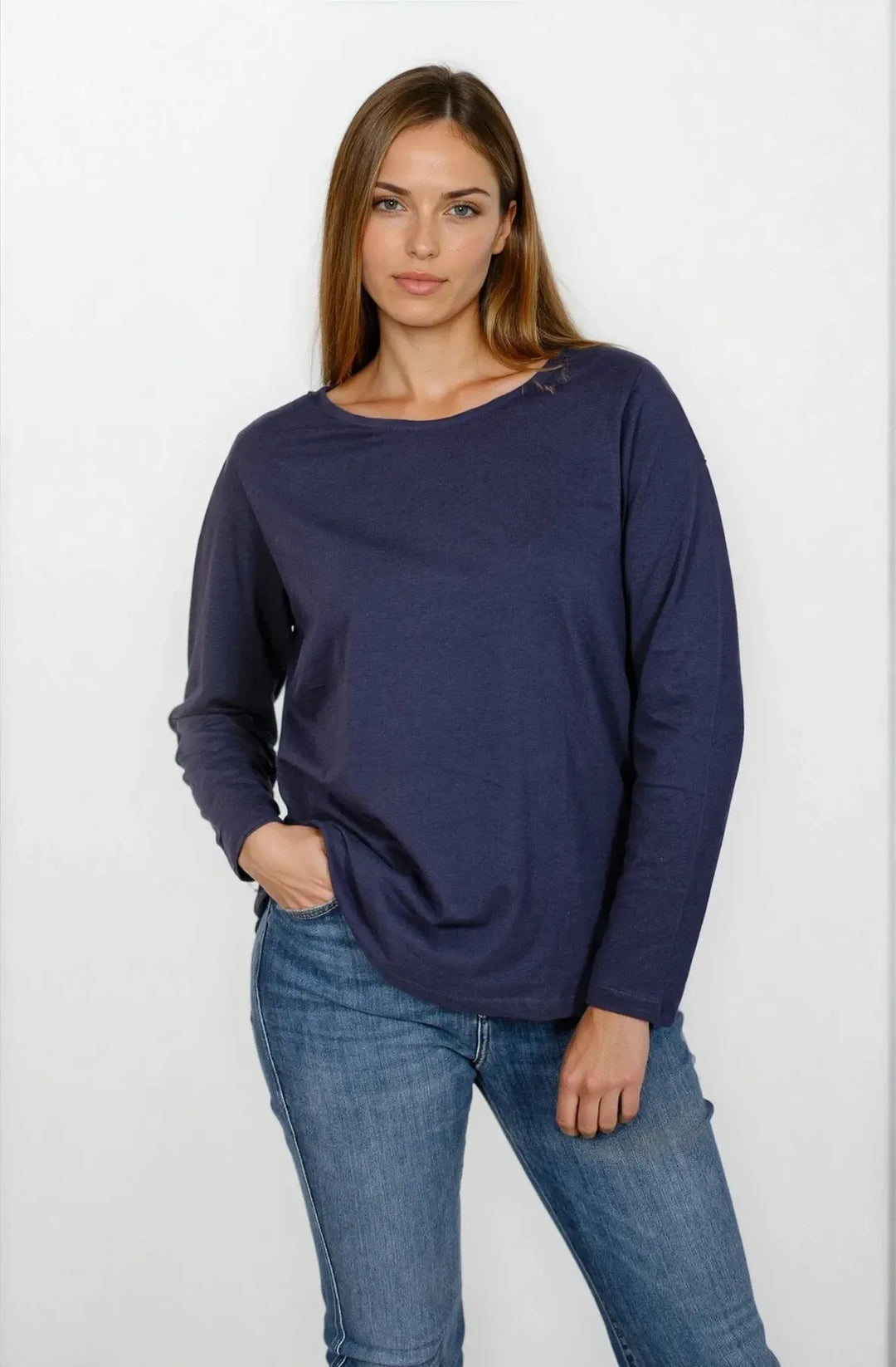 Long Sleeve Boat Neck Top
