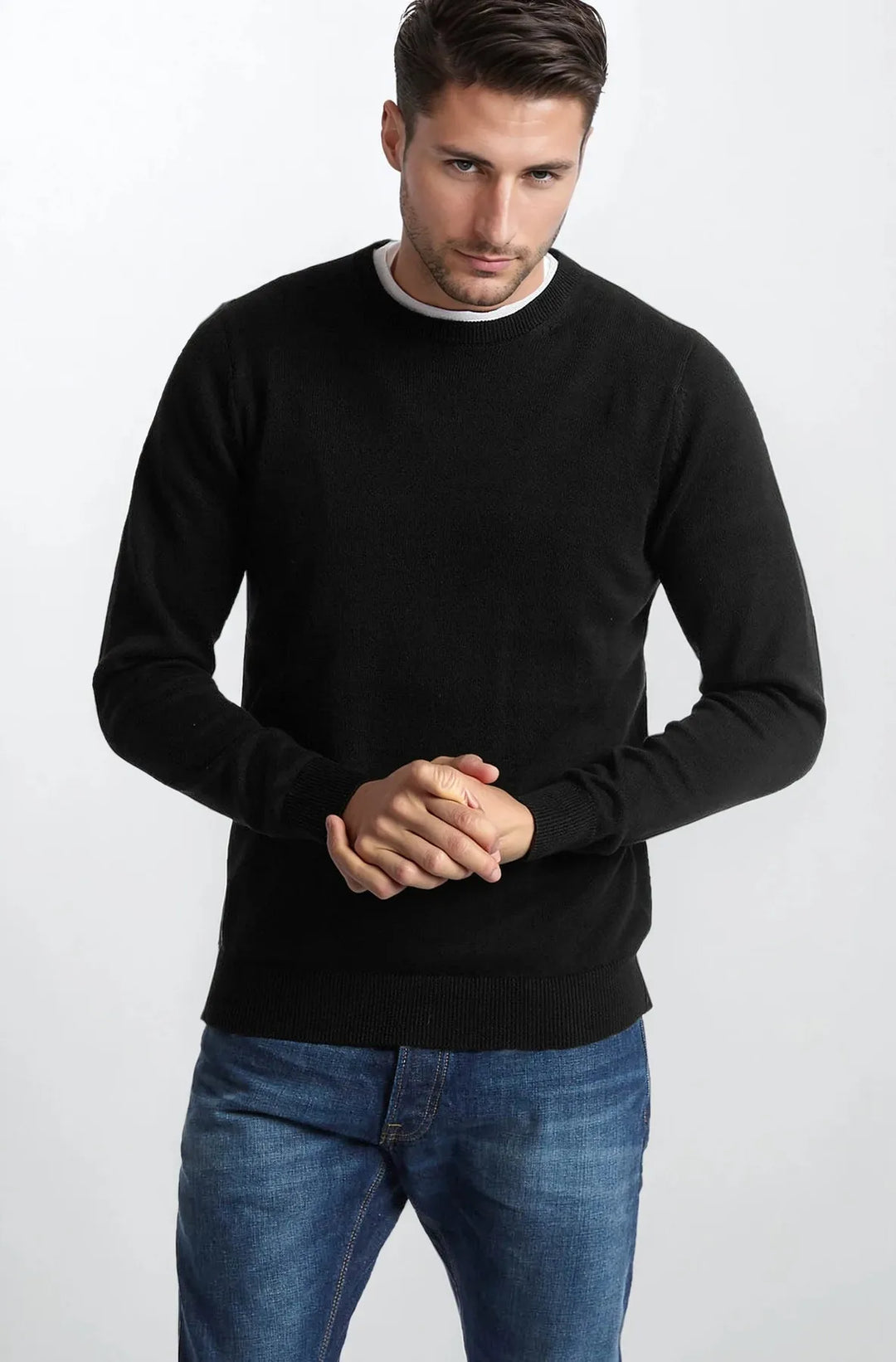 Crew Neck Fine Knit Cotton Jumper