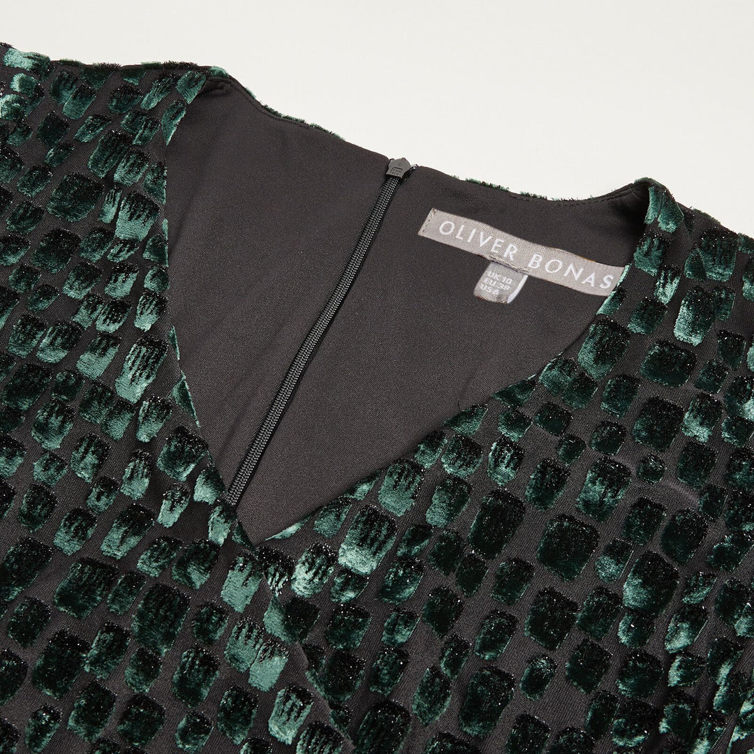 Dark Green Velvet Burnout Dress
