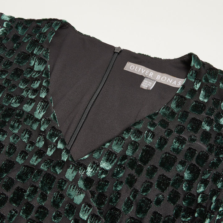 Dark Green Velvet Burnout Dress