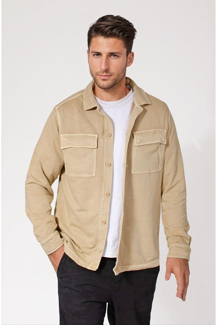 Beige Cotton Jersey Overshirt