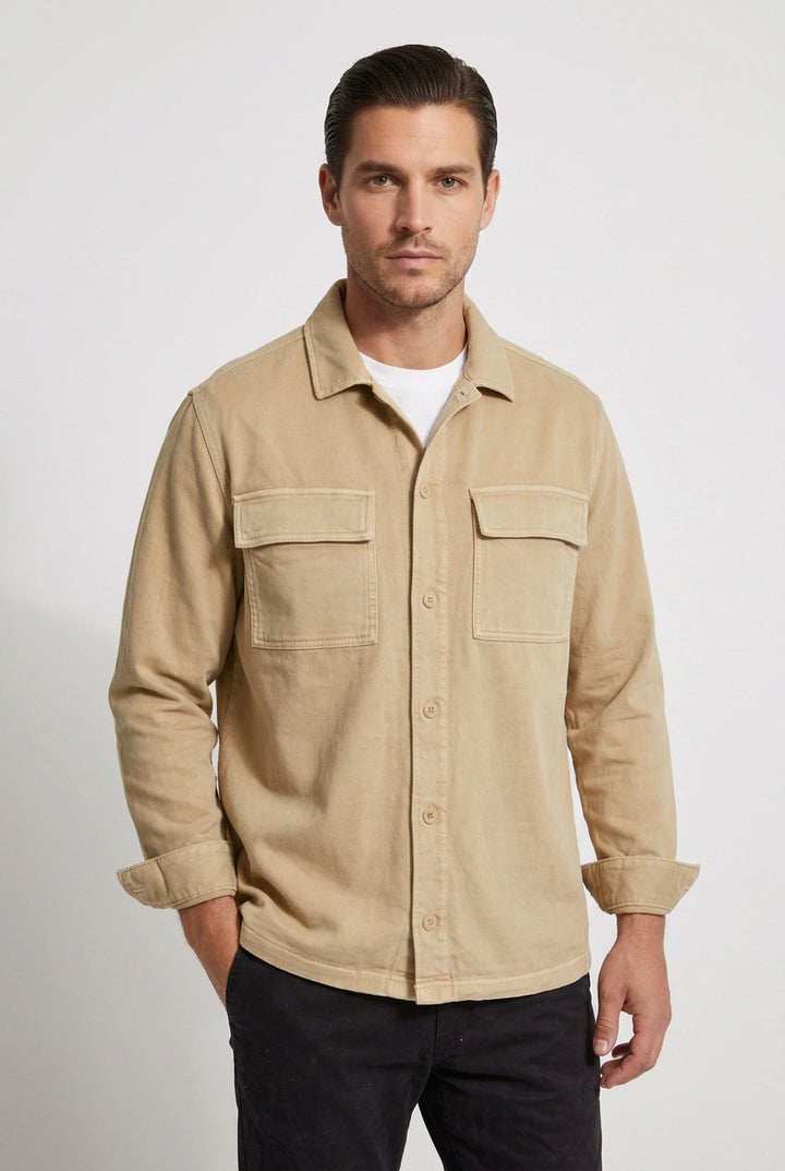 Beige Cotton Jersey Overshirt