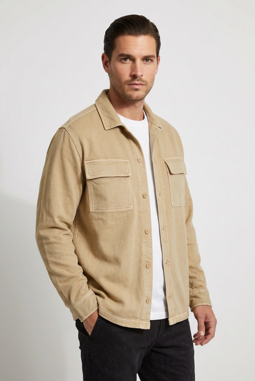 Beige Cotton Jersey Overshirt