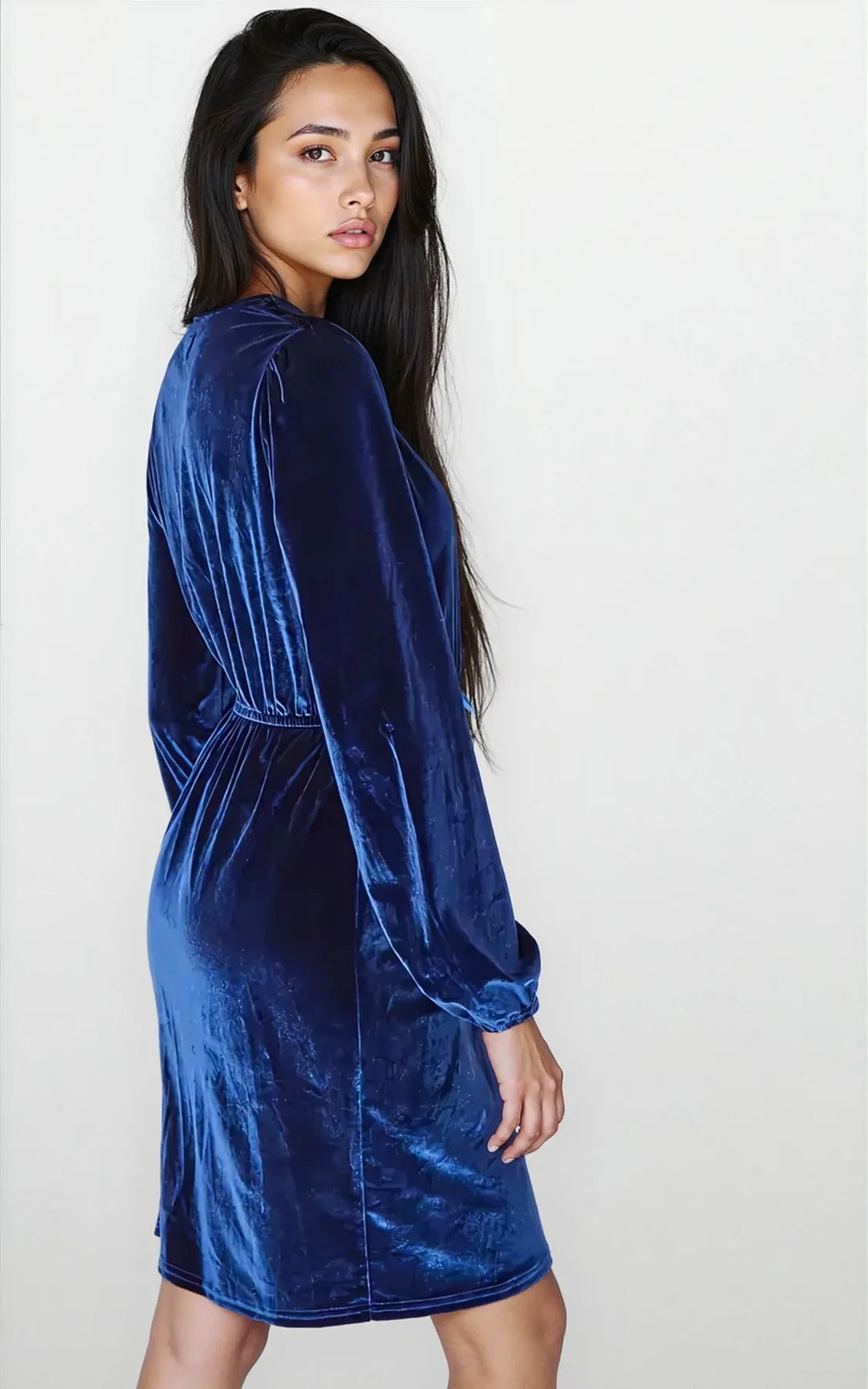 Velvet Tie Waist Wrap Dress