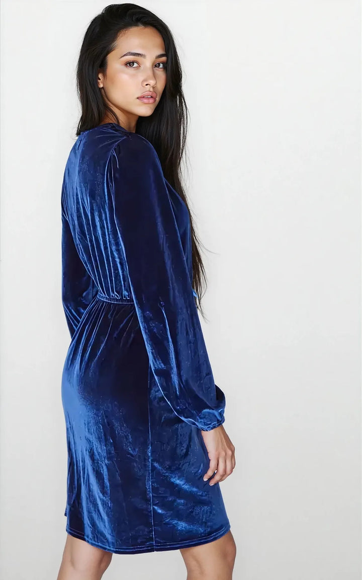 Velvet Tie Waist Wrap Dress