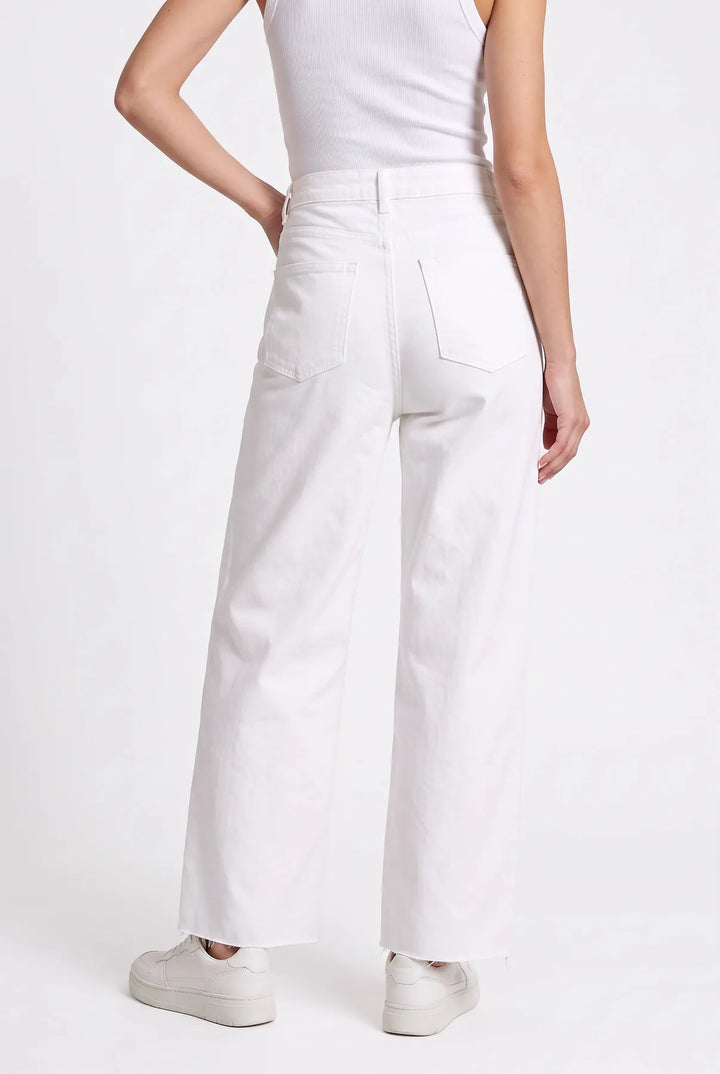 High Waist Raw Hem Wide Leg Jeans
