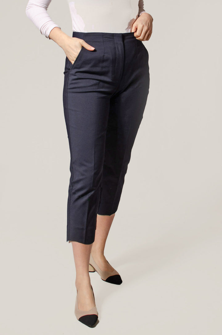 Tapered Cropped Stretch Smart Trousers