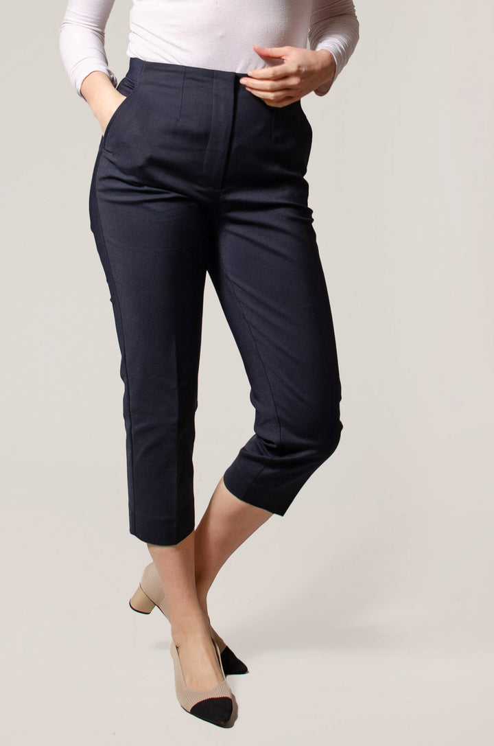 Tapered Cropped Stretch Smart Trousers