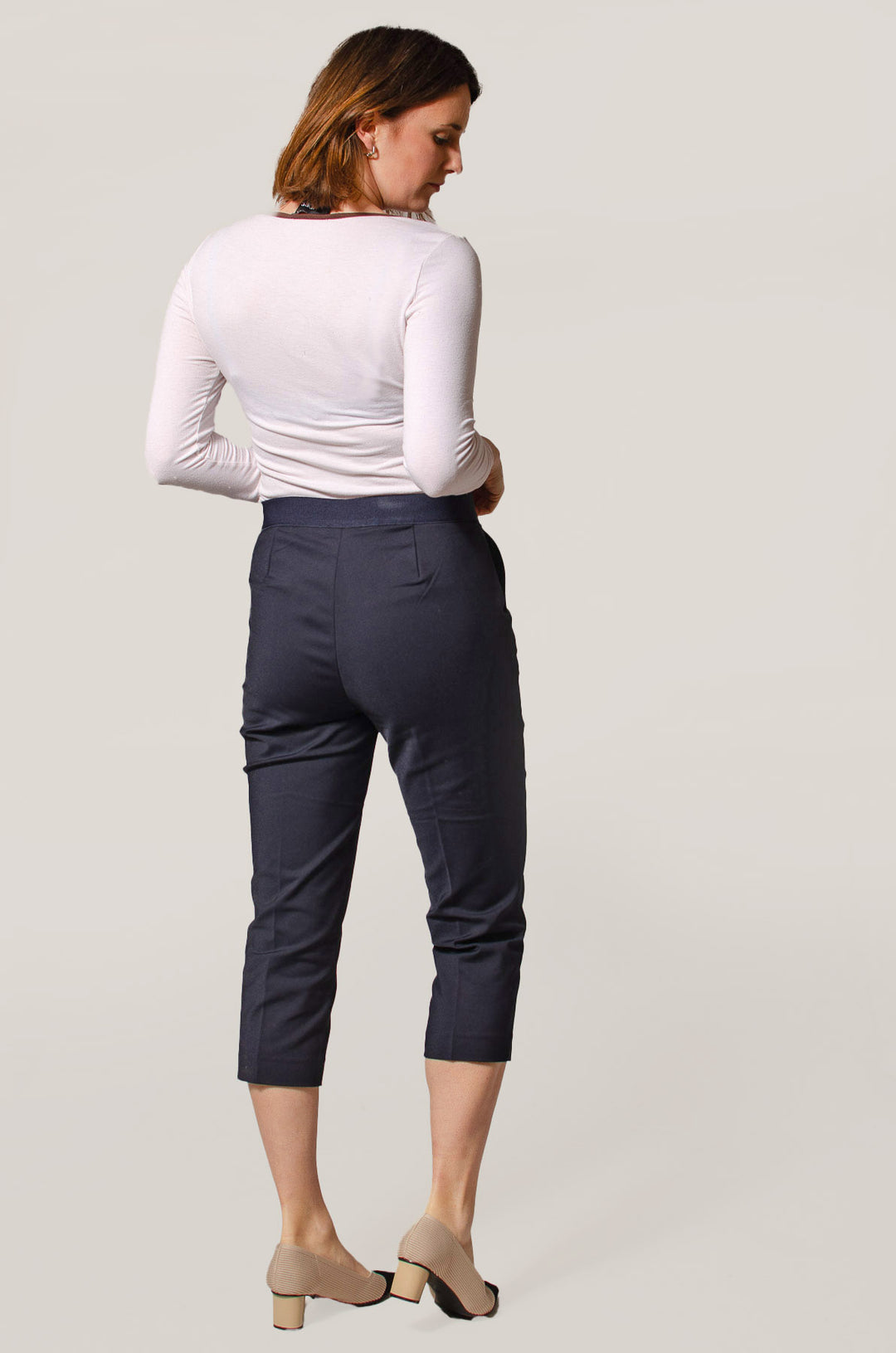Tapered Cropped Stretch Smart Trousers