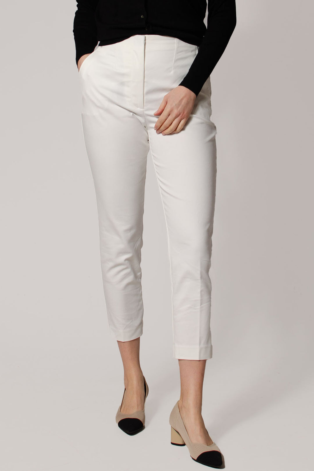 Tapered Cropped Stretch Smart Trousers