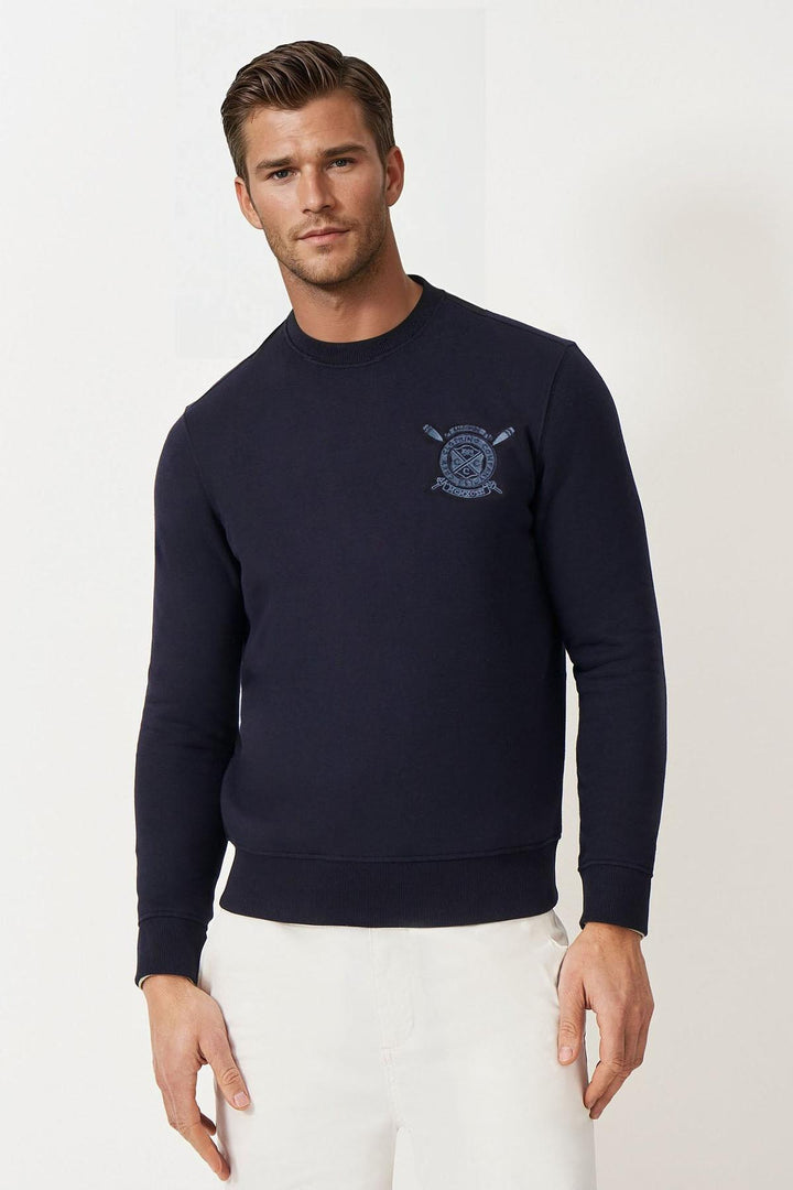 Navy Crew Logo Sweatshirt