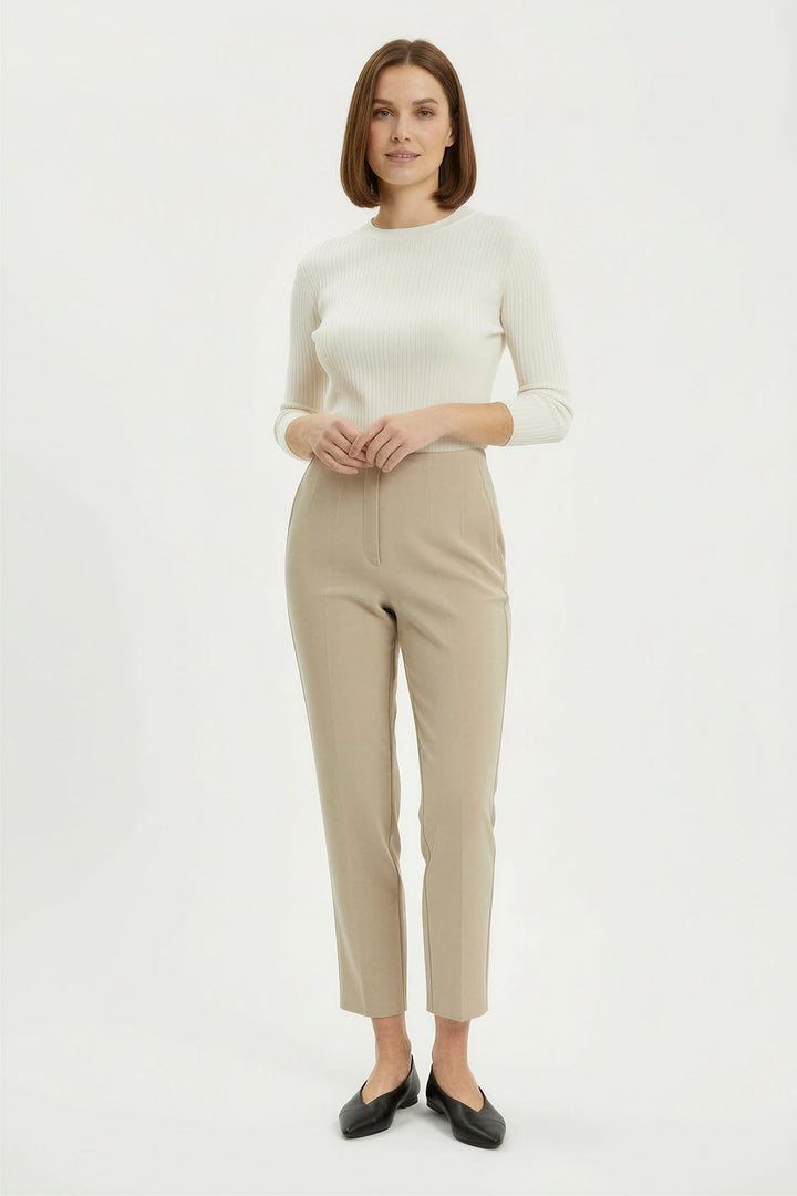 Tapered Cropped Stretch Smart Trousers