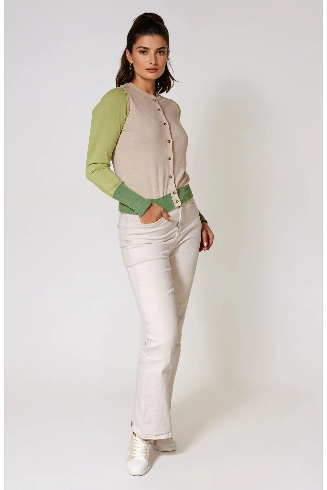 Fine Knit Block Colour Cardigan-Secret Label