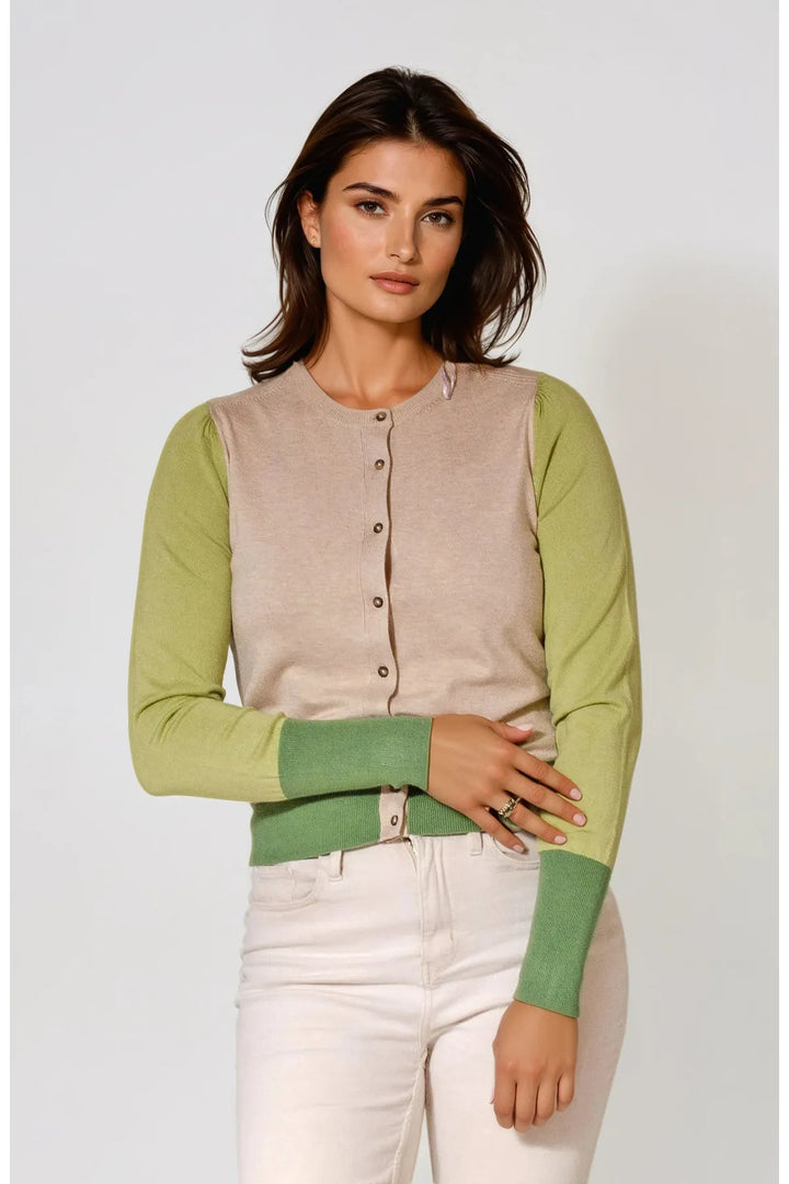 Fine Knit Block Colour Cardigan-Secret Label