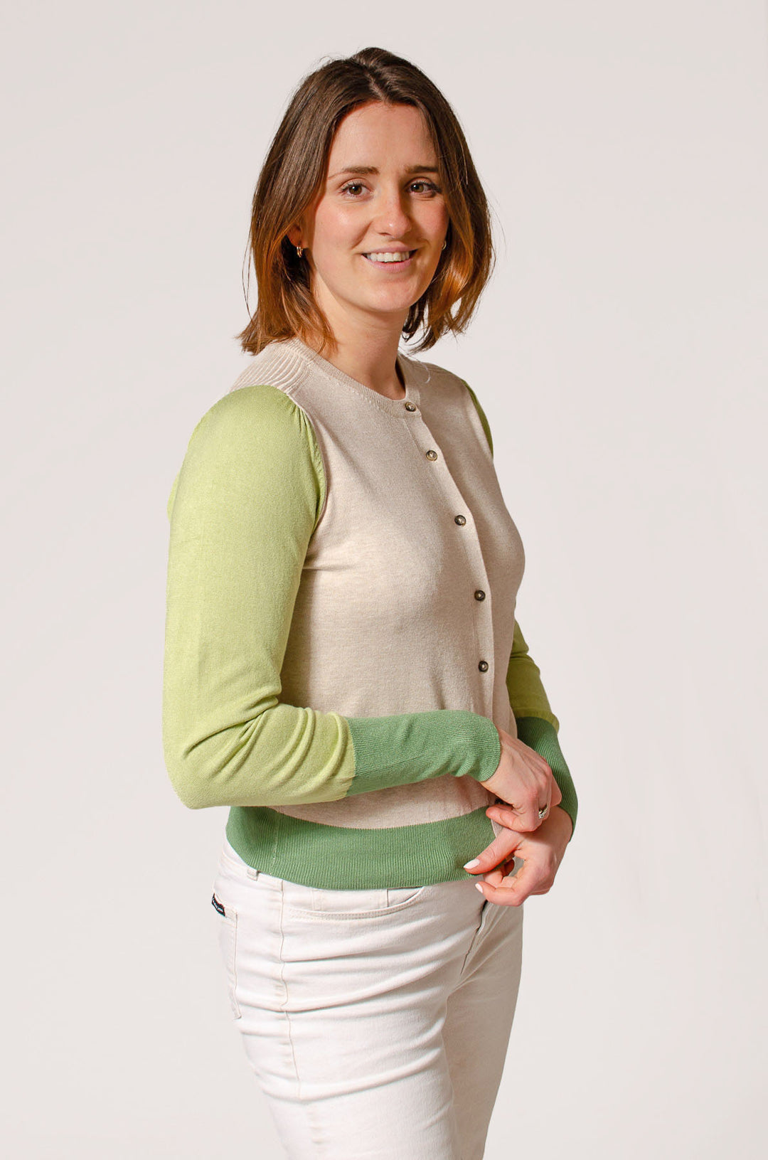 Fine Knit Block Colour Cardigan