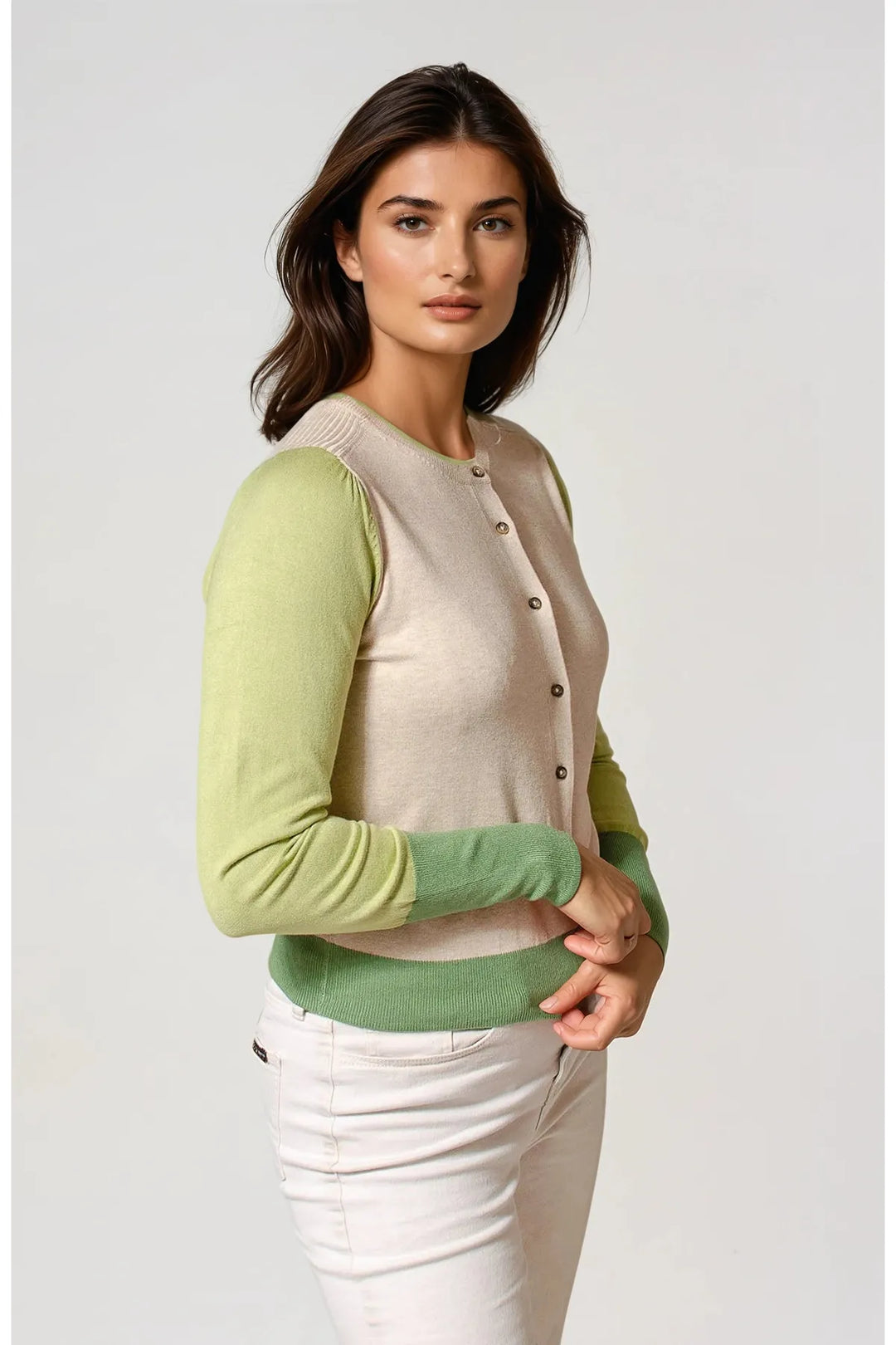 Fine Knit Block Colour Cardigan-Secret Label