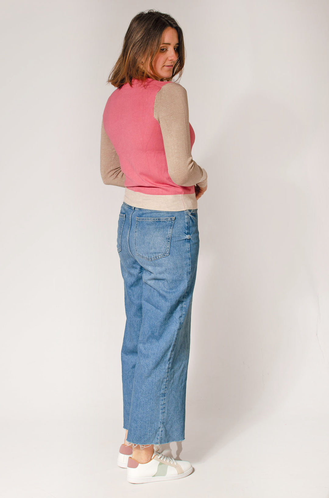 Fine Knit Block Colour Cardigan