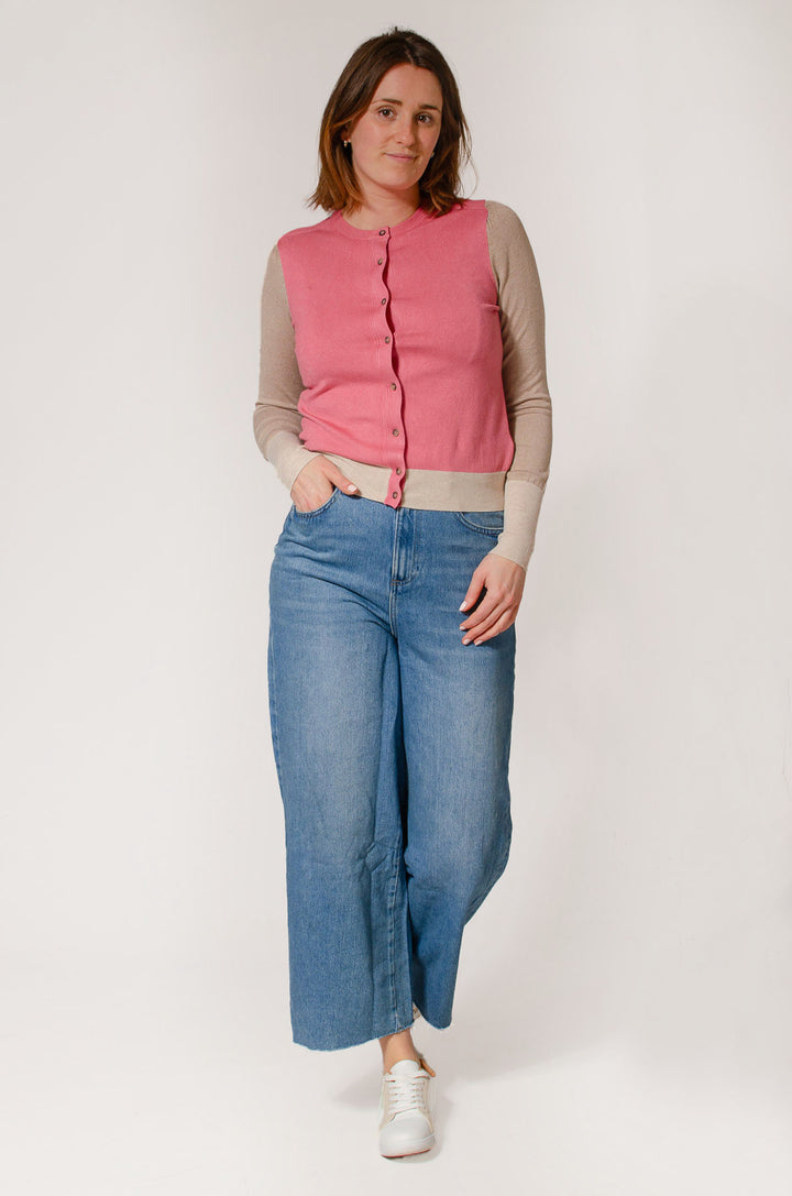 Fine Knit Block Colour Cardigan