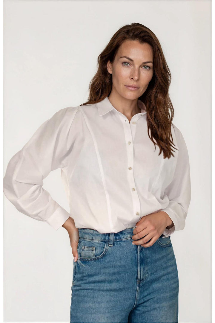 White Stretch Cotton Oversize Shirt