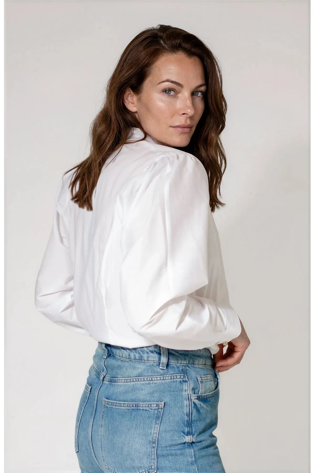White Stretch Cotton Oversize Shirt