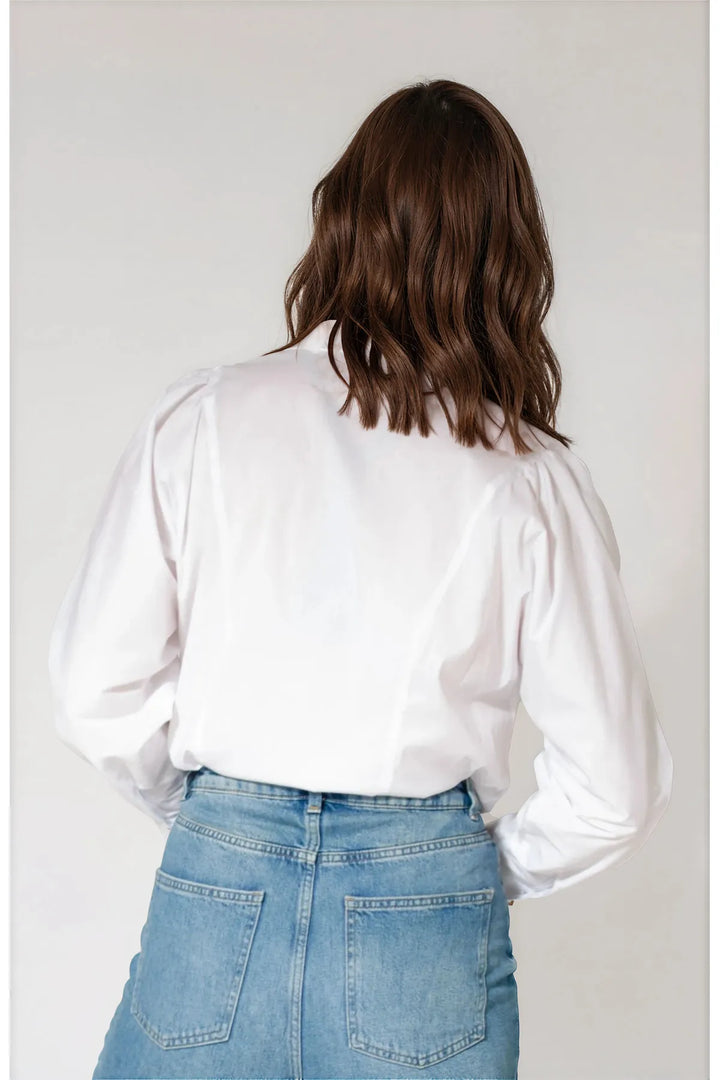 White Stretch Cotton Oversize Shirt