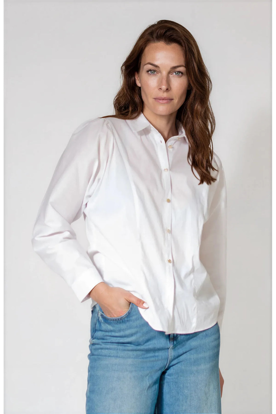 White Stretch Cotton Oversize Shirt