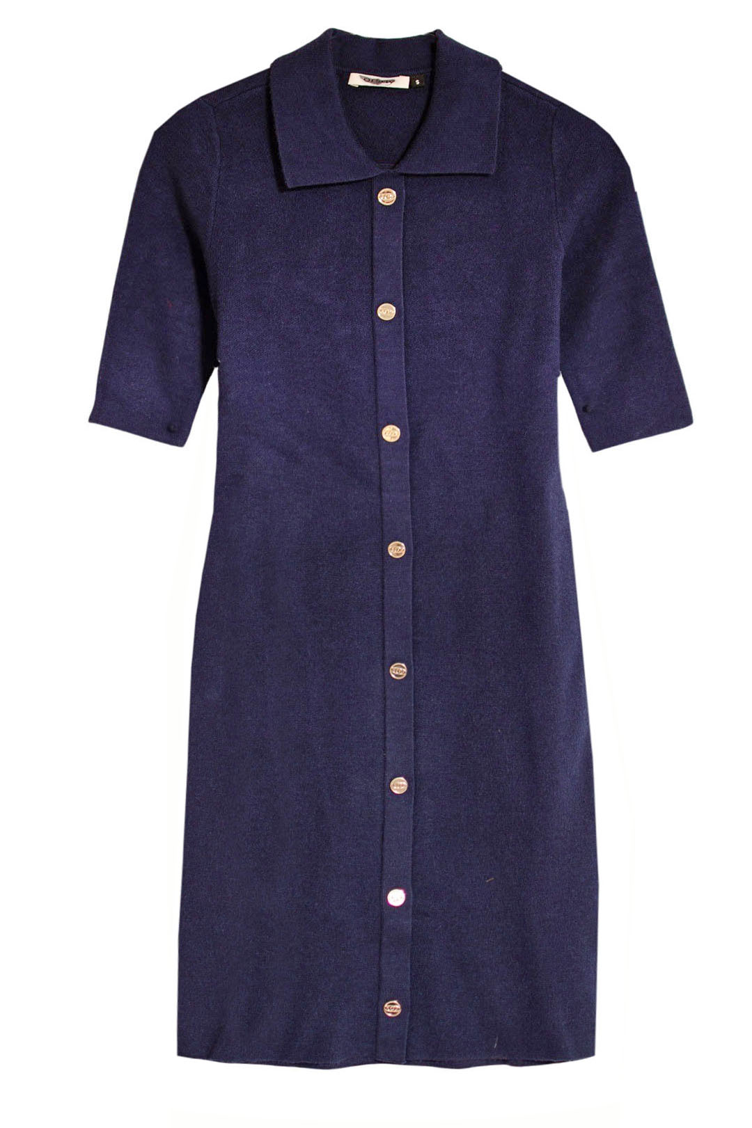 Navy Knit Short Shirt Dress