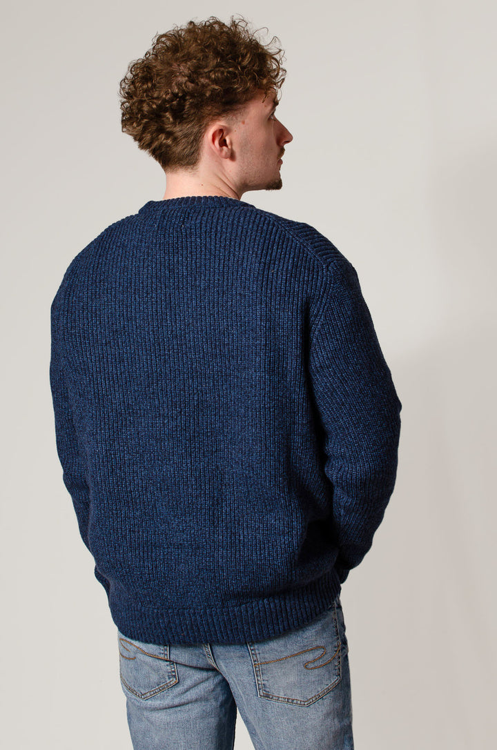 Lambswool chunky rib knit crew neck jumper