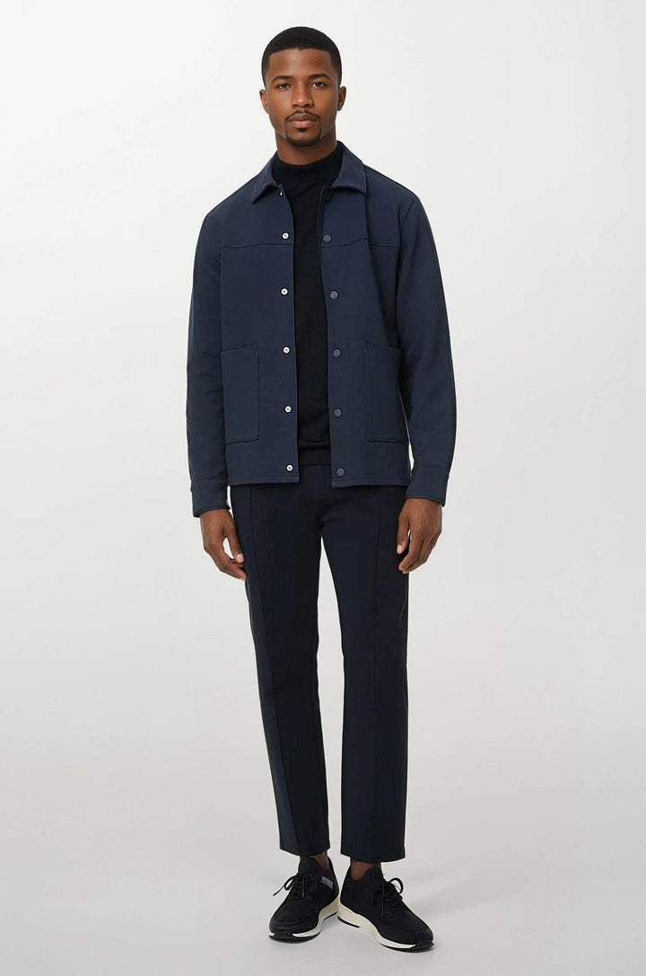 Autograph Navy Cotton Rich Jersey Overshirt