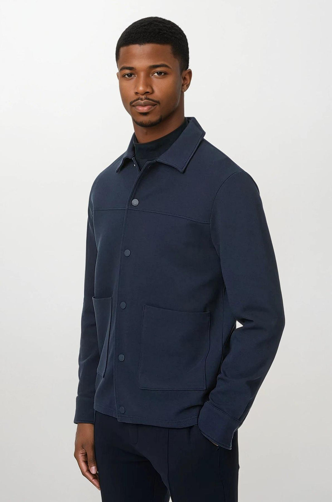 Autograph Navy Cotton Rich Jersey Overshirt