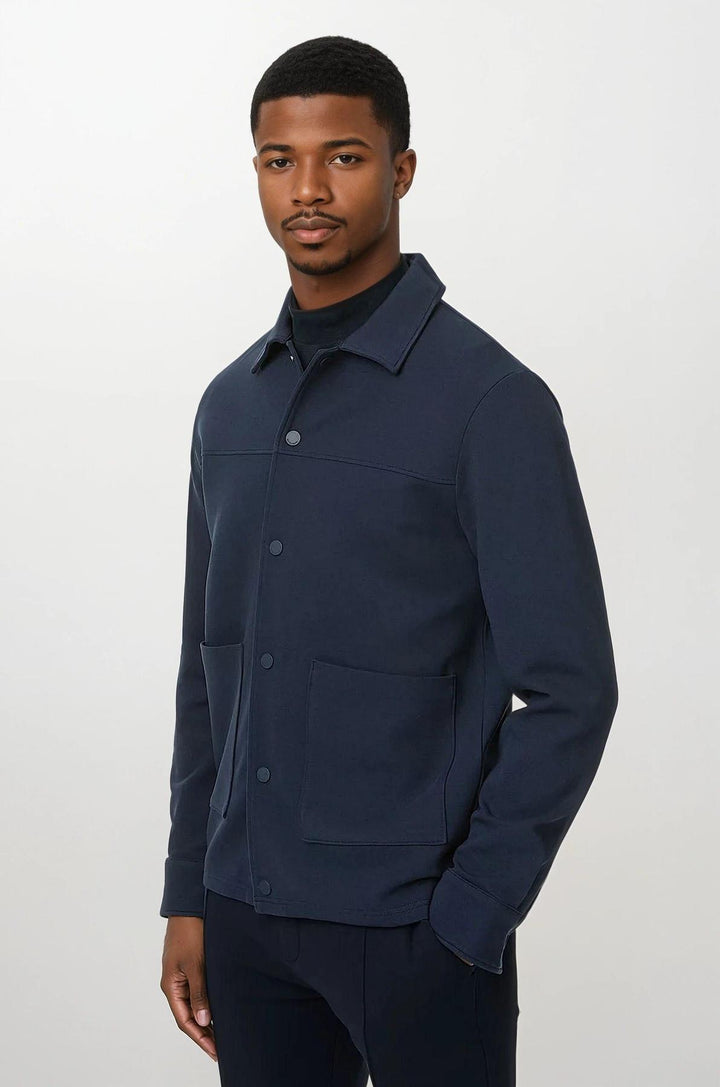 Autograph Navy Cotton Rich Jersey Overshirt