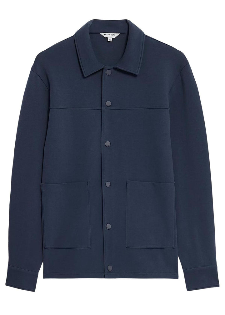 Autograph Navy Cotton Rich Jersey Overshirt