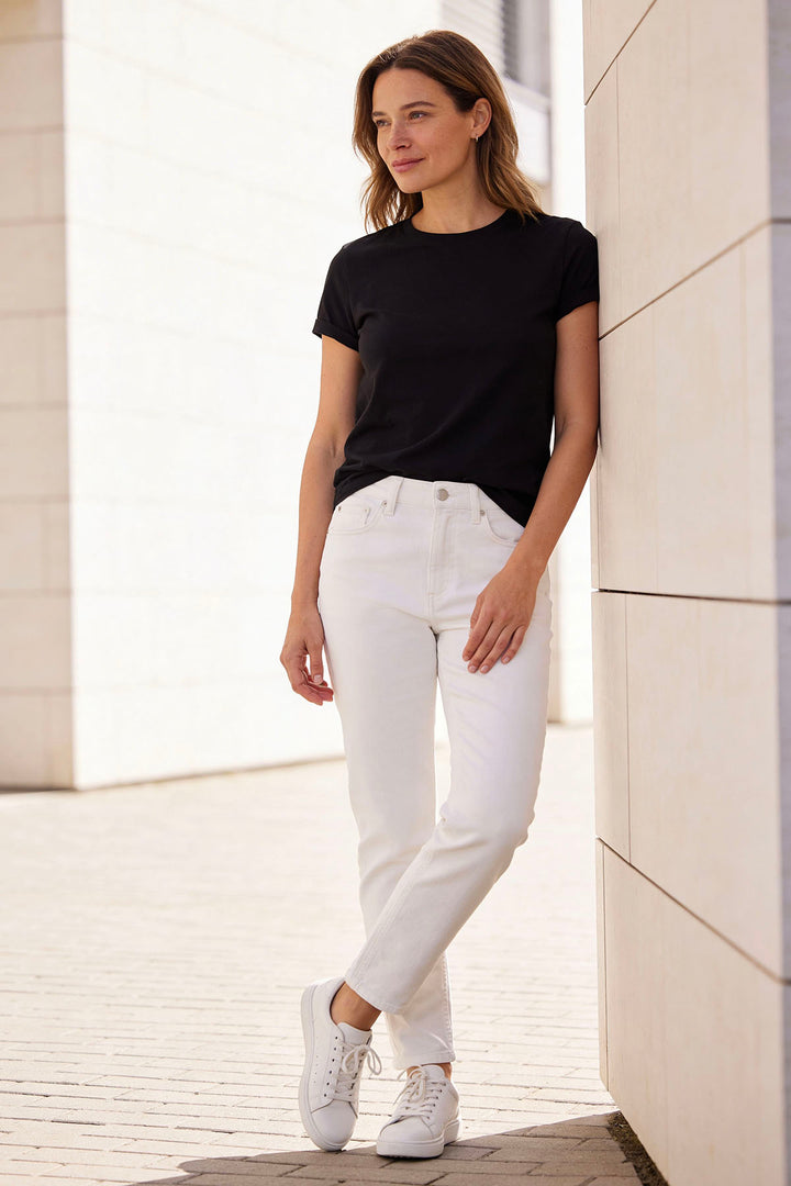 White Relaxed Slim Ankle Grazer Jeans