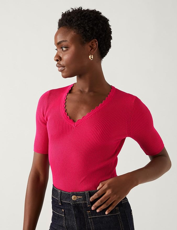 TWILL FLAP SUMMER KNIT TOPS ブラック English Knitting Pattern