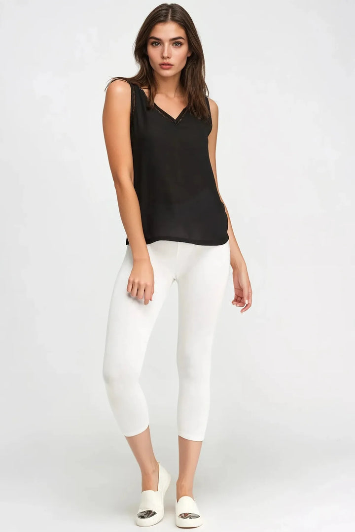 White Crop Leggings