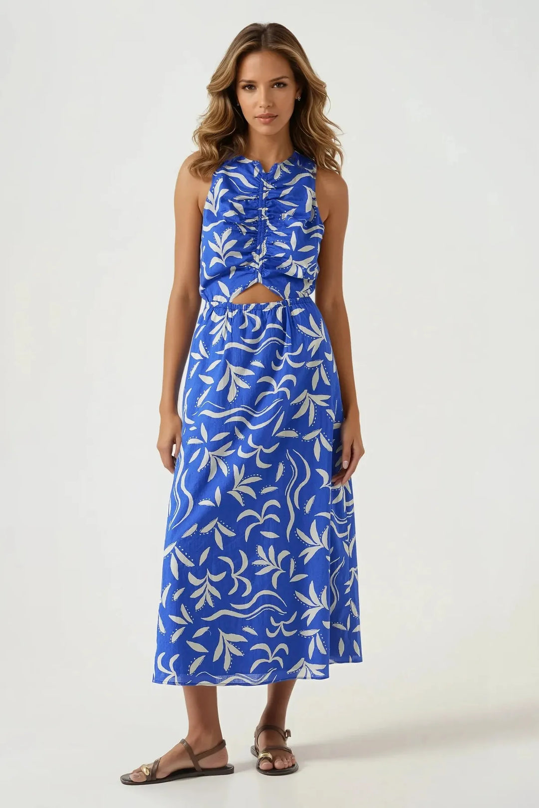 Blue Leaf Print Summer Dress Secret Label Blue Leaf Print Summer Dress Secret Label
