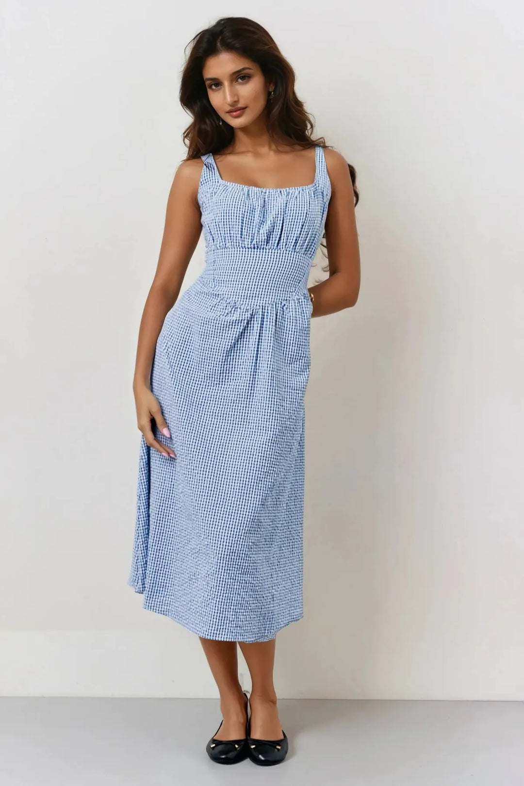 Blue Gingham Milkmaid Maxi Dress – Secret Label Blue Gingham Milkmaid Maxi Dress – Secret Label