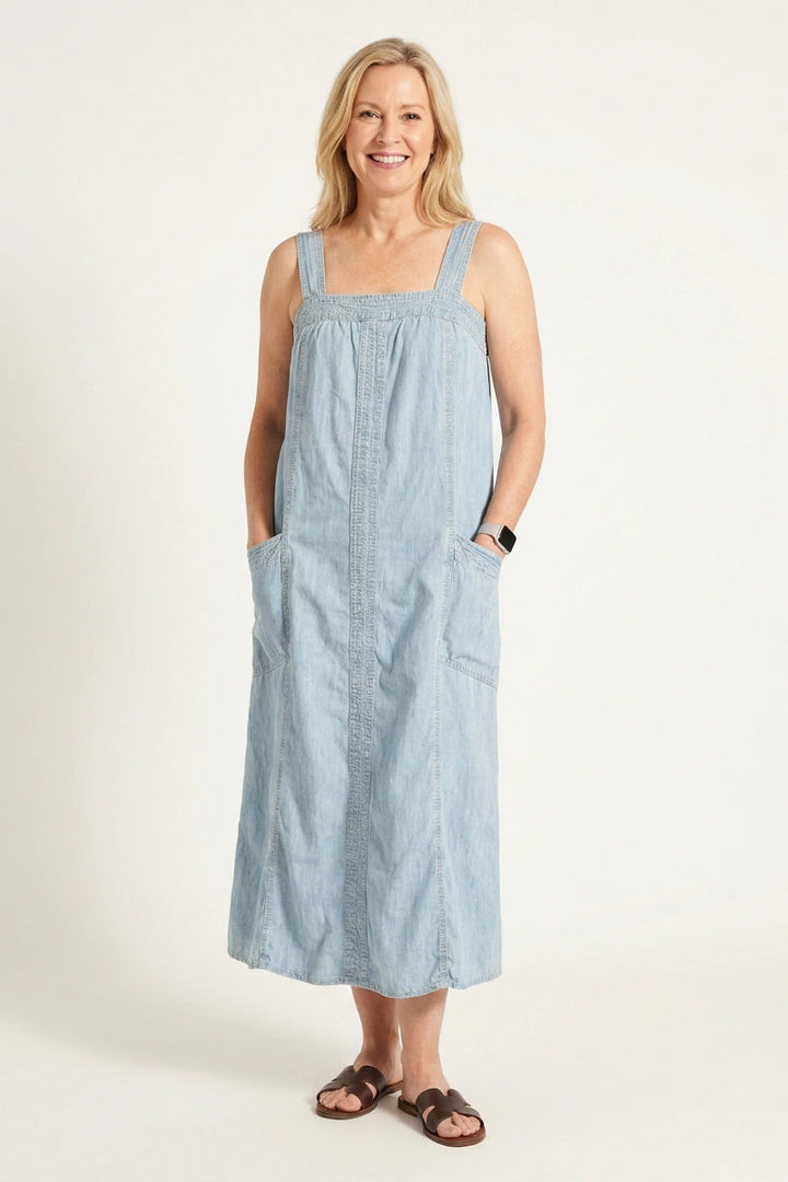 Light Denim Strappy Tunic Dress