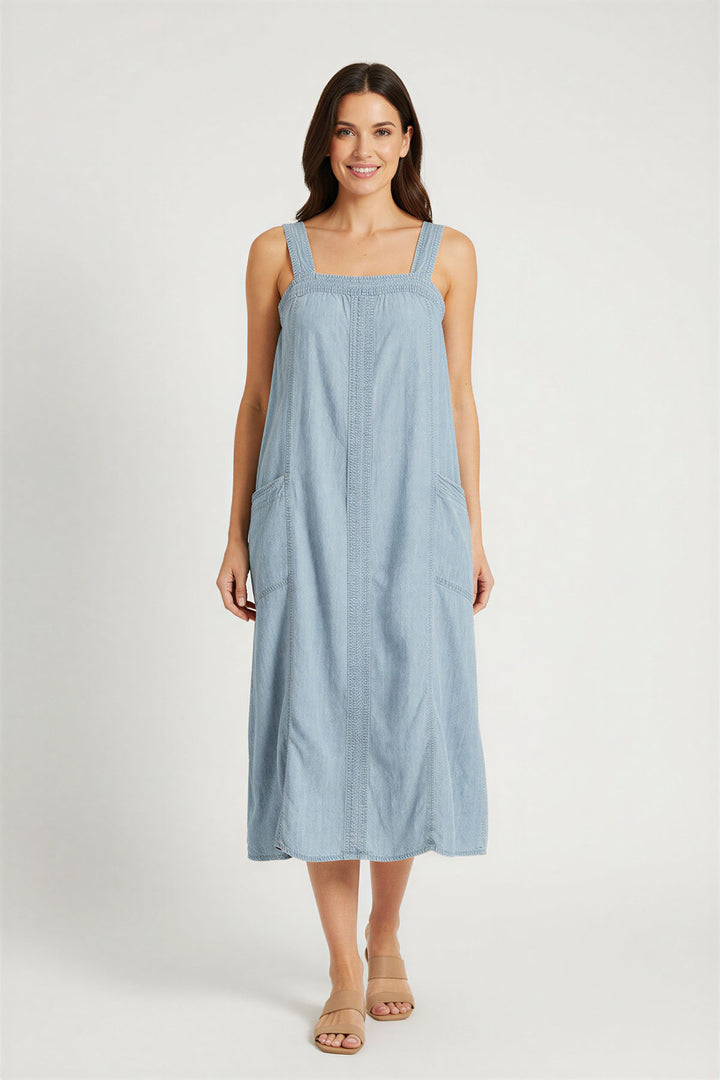 Light Denim Strappy Tunic Dress